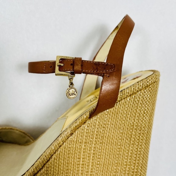 Michael Kors size 10 Benji Denim Platform Wedge Sandals Natural Color Boho - Picture 11 of 12